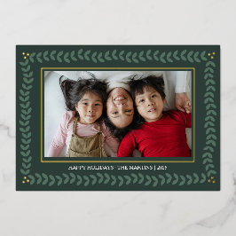 Löv botaniska ram-helgdagar för jullkort