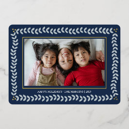 Löv botaniska ram-helgdagar för jullkort