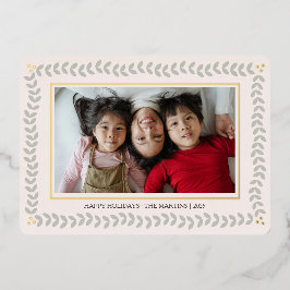 Löv botaniska ram-helgdagar för jullkort