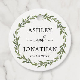 Löv Botaniskt utandningseget Bröllop White Tack Gåvor Etiketter