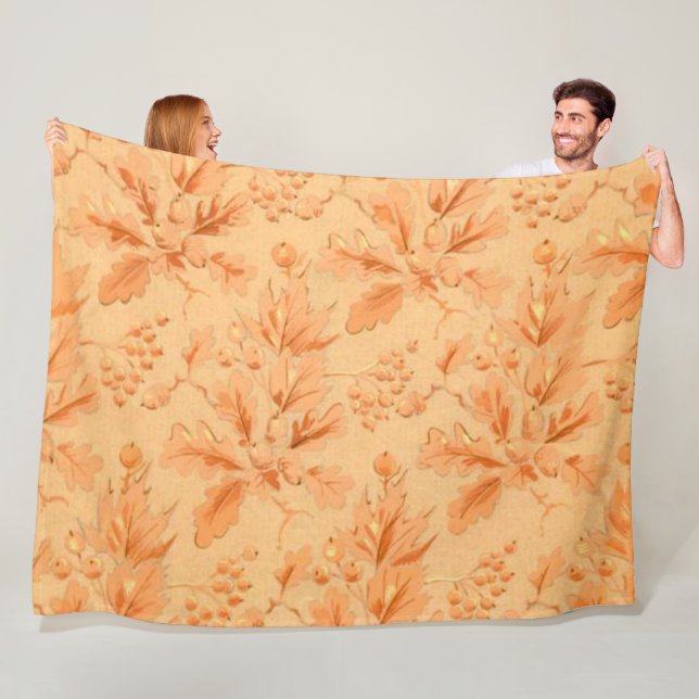 Löv brunt Fleece Blanket (På plats)