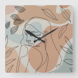 Löv Clock, konstkvinna Fyrkantig Klocka