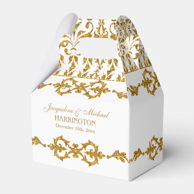 Löv Damask Art nouveau Glitter mottagningsorder Presentaskar (Baksidan Sidan)