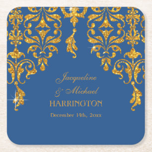 Löv Damask Art nouveau Glitter mottagningsorder Underlägg Papper Kvadrat