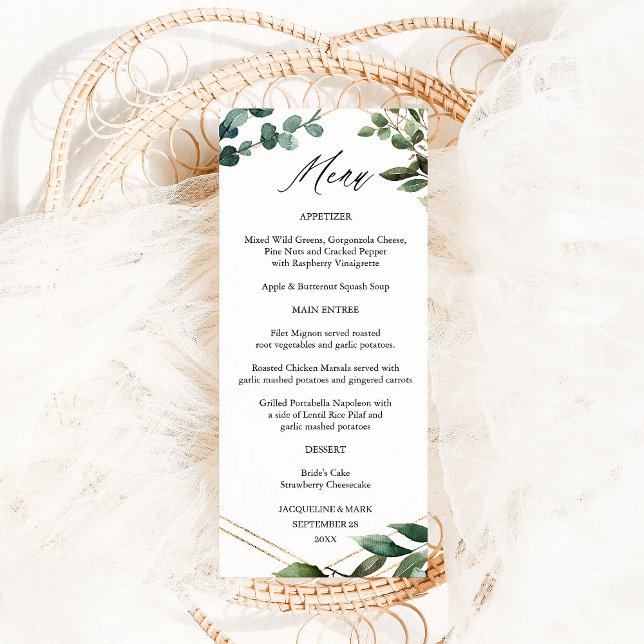 Löv & Eucalyptus Guld Menu Meny (Skapare uppladdad)