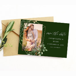 Löv & Eucalyptus Guld V Photo Save the Date GR Spara Datumet