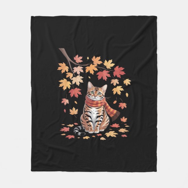 Löv Fall Träd Hej Hösthösten Thanksgiving Det är F Fleecefilt (Framsidan)