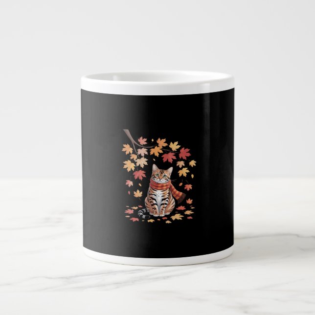 Löv Fall Träd Hej Hösthösten Thanksgiving Det är F Jumbo Mugg (Framsidan)