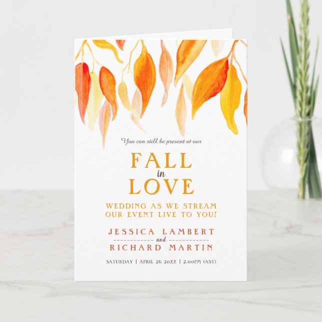 Löv faller i kärlek bröllopsdirektsändning foto meddelande (Framsida)