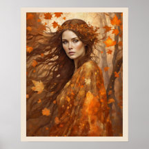 Löv Falling Woman in Autumn Orange Gown Woman