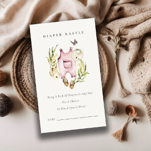 Löv Foliage Girl Clothe Diaper Raffle Baby Shower Tilläggskort