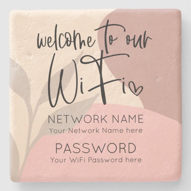 Löv för Abstrakt av former för Rustic WiFi-informa Stenunderlägg (Framsidan)