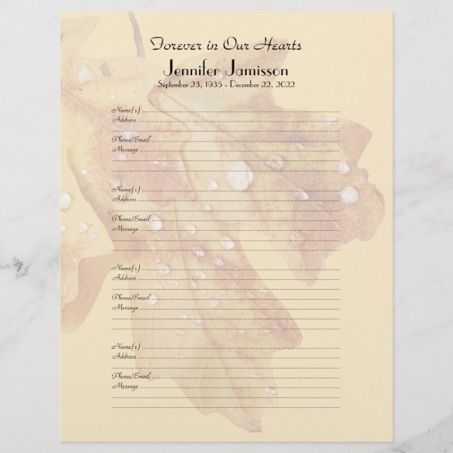 Löv för anteckningssidor för Bok-fyllning för Memo (Framsida)