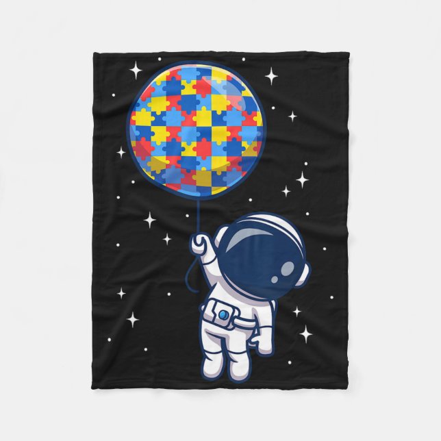 Lov för Astronaut Bylloon Autism Awareness Space Fleecefilt (Framsidan)