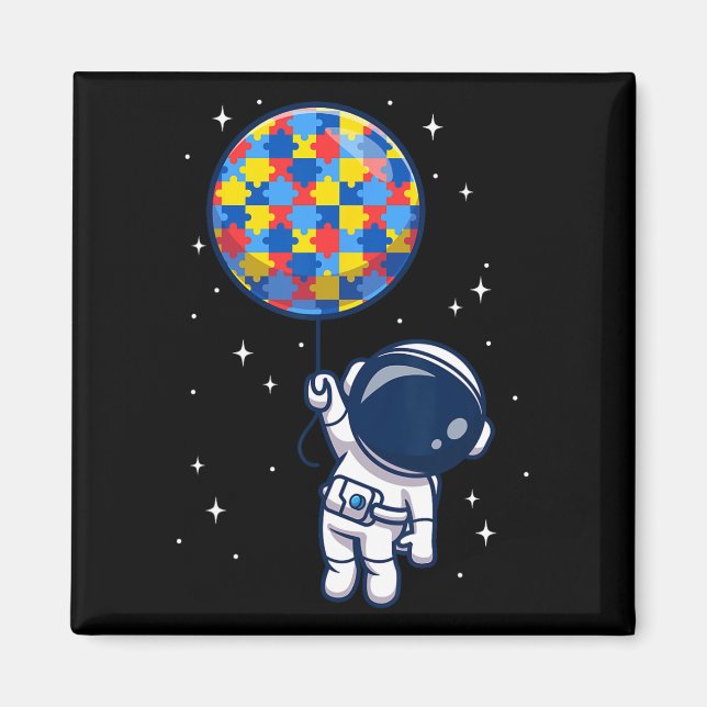 Lov för Astronaut Bylloon Autism Awareness Space Magnet (Framsidan)