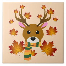Löv för Autumn Scarf Hjort Maple Kakelplatta