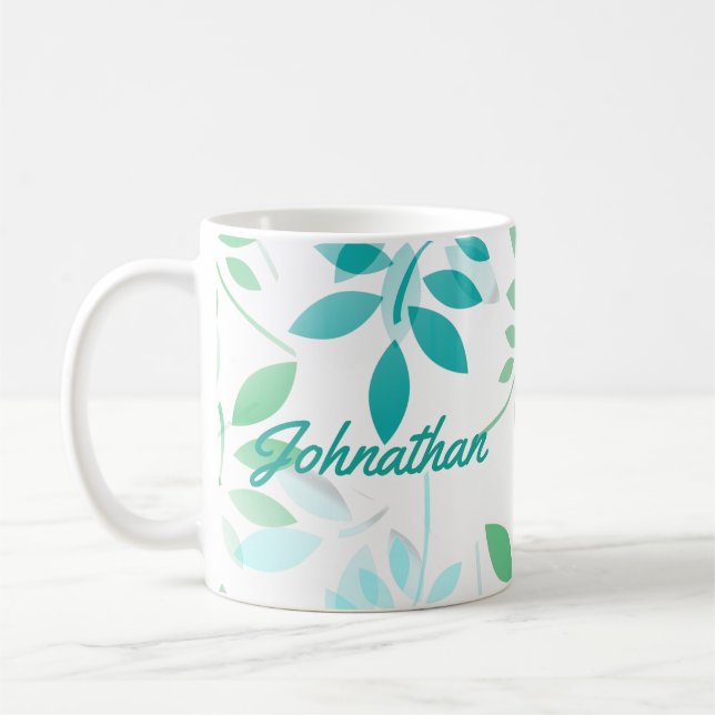 Löv för blå Grönt Kaffemugg (Vänster)