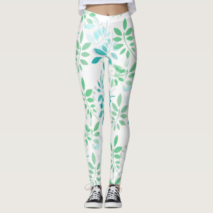 Löv för blå Grönt Leggings