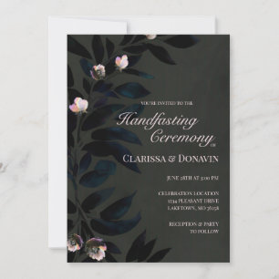 Löv för elegant Mörk Boho Handfixing Blommigt Inbjudningar
