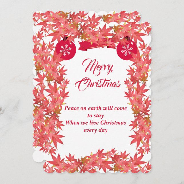 Löv för god jul vattenfärgspersikokarta julkort (Fram/baksida)