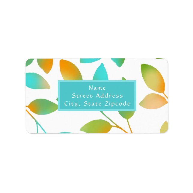 Löv för Grönt av Aqua Orange Adressetikett (Framsidan)