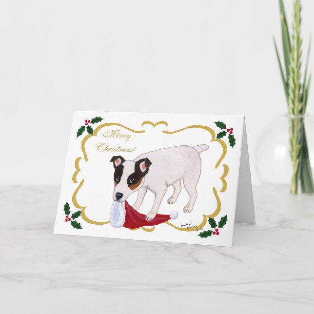 Löv för heliga för jul för jackRussell Terrier Helgkort (Framsida)