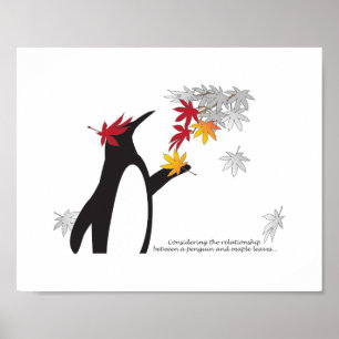 Löv för hösten och Cute Funny Penguin Poster