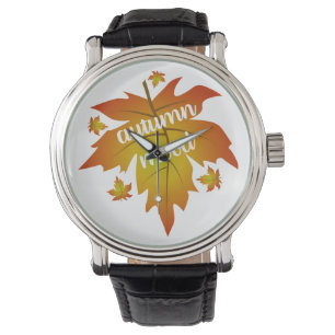 Löv för hösthumörtypografi armbandsur