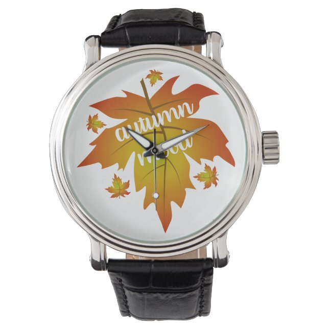 Löv för hösthumörtypografi armbandsur (Framsida)