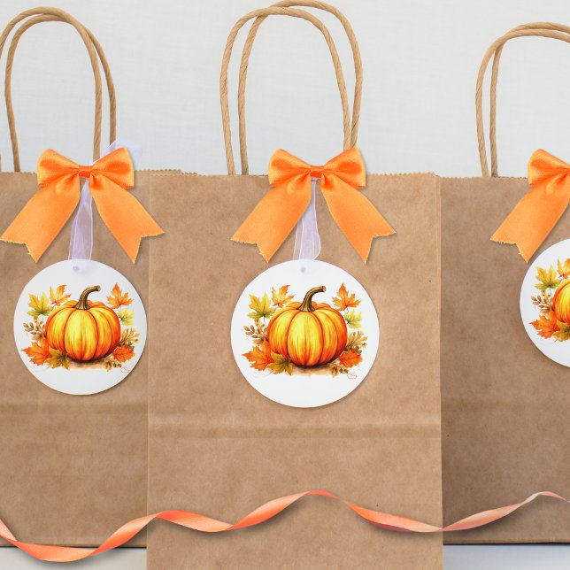 Löv för höstinställd Thanksgiving Pumpkin-korriger Gåvor Etiketter (Skapare uppladdad)