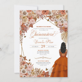 Löv för höstrak Orange - Quinceanera-inbjudan Inbjudningar