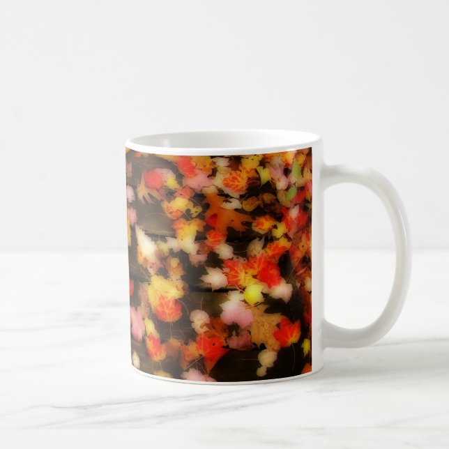 Löv för ljusröd Gult för höstskarta Kaffemugg (Höger)