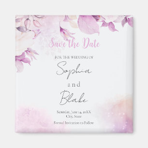 Löv för mjuk Rosa Modern Boho Blommigt Spara datum Magnet
