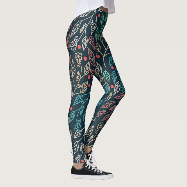 Löv för Multifärgaden mörk Leggings (Höger)