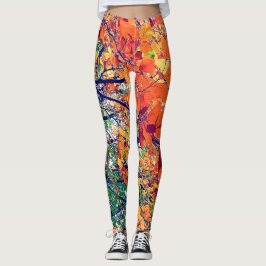 löv för orange och grönt leggings