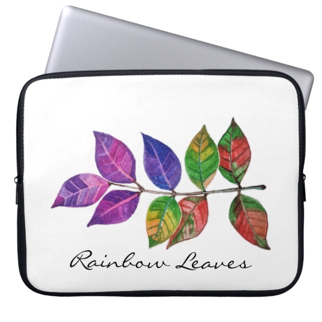 Löv för regnbåge med vattenfärg laptop sleeve (Framsidan)
