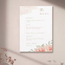 Löv för Rosa ros Grönt Elegant bröllop Menu