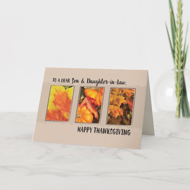 Löv för son- & sonhustruthanksgiving tre helgkort (Framsida)