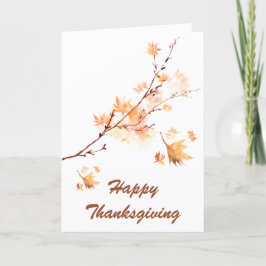 Löv för vattenfärgskarta happy thanksgiving helgkort