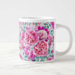Löv för vattenfärgspolning, Rosa och Grönt Tea Jumbo Mugg