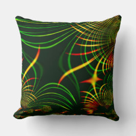 löv för virtuell grönt, gulten "brandfärgad" kurvo kudde