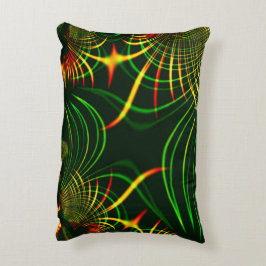 löv för virtuell grönt, gulten "brandfärgad" kurvo prydnadskudde