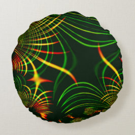 löv för virtuell grönt, gulten "brandfärgad" kurvo rund kudde