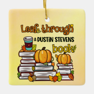 Löv genom en dustin Stevens Bok Julgransprydnad Keramik