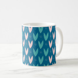 Löv grafik, mönster som bildar hjärtan kaffemugg