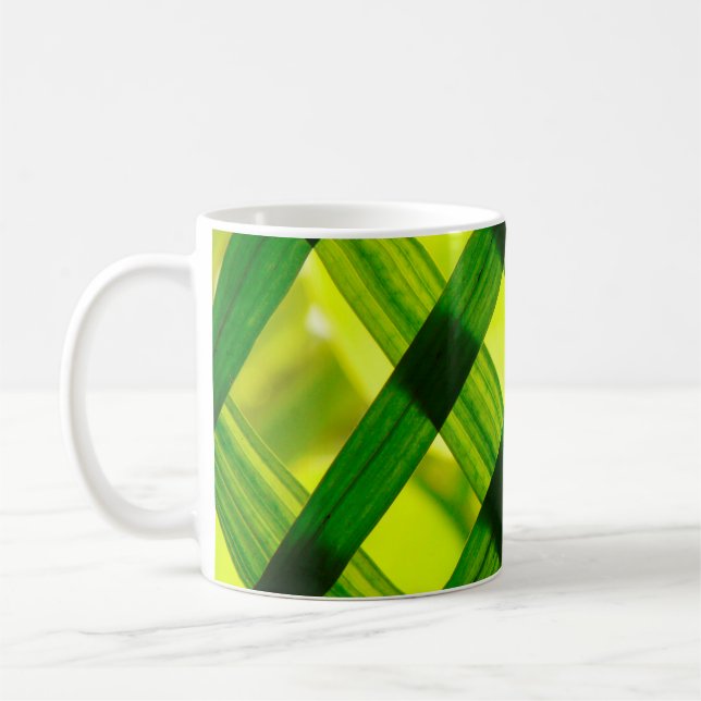 Löv, gräsvävd grönt kaffemugg (Vänster)