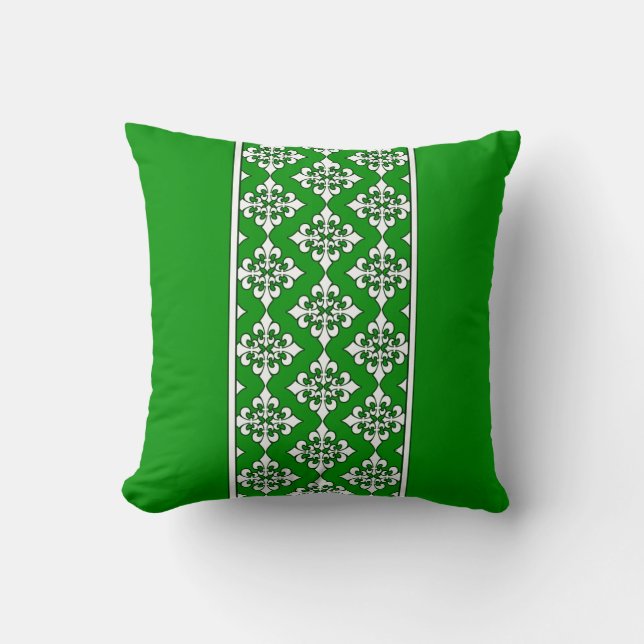 Löv Grönt med Fleur de Lis Mönster Pillow Kudde (Framsida)