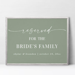 Löv Grönt Reserved Brides Family Bröllop-tecken Poster