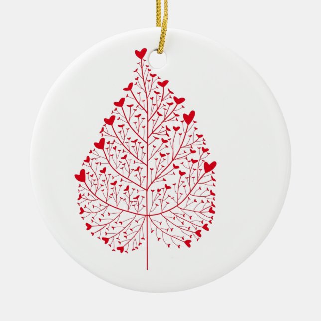 Löv i Hearts Julgransprydnad Keramik (Framsidan)