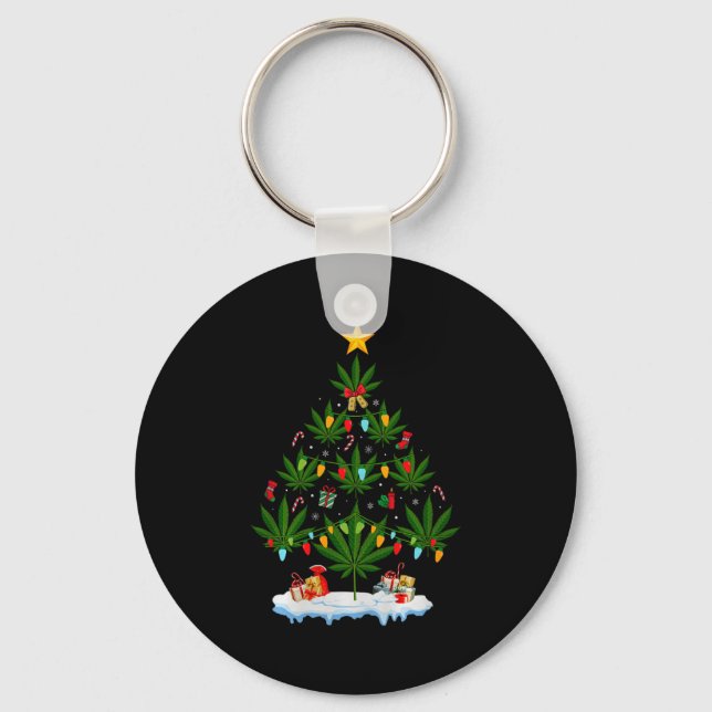 Löv Julgran Ogräs Stoner Jul Premium Tri-b Nyckelring (Framsida)